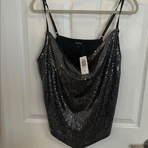 Torrid Black Sequin Cowl Neck Cami size 2X